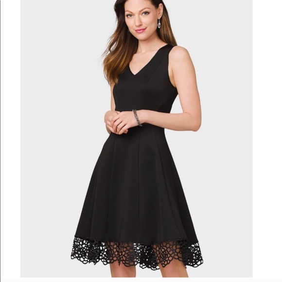Roz & Ali Dresses & Skirts - ROZ & ALI Black Lace Trim Fit and Flare Dress | 20